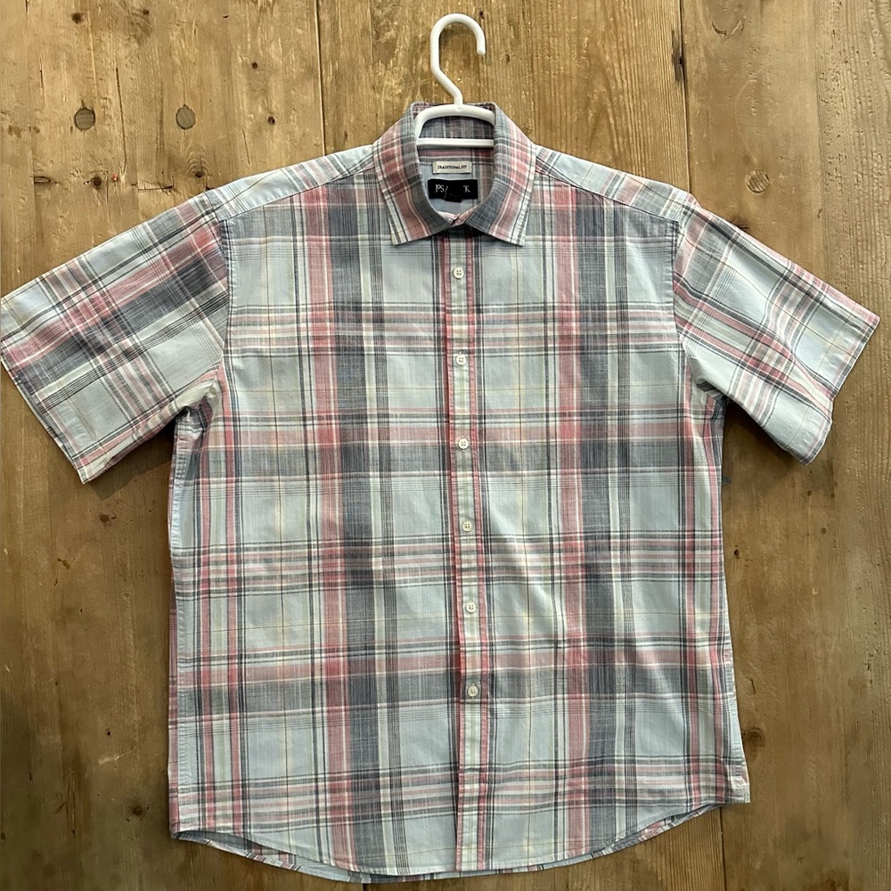 Men's Jos A Banks Large Traditional fit Plaid Short Sleeve Shirt
